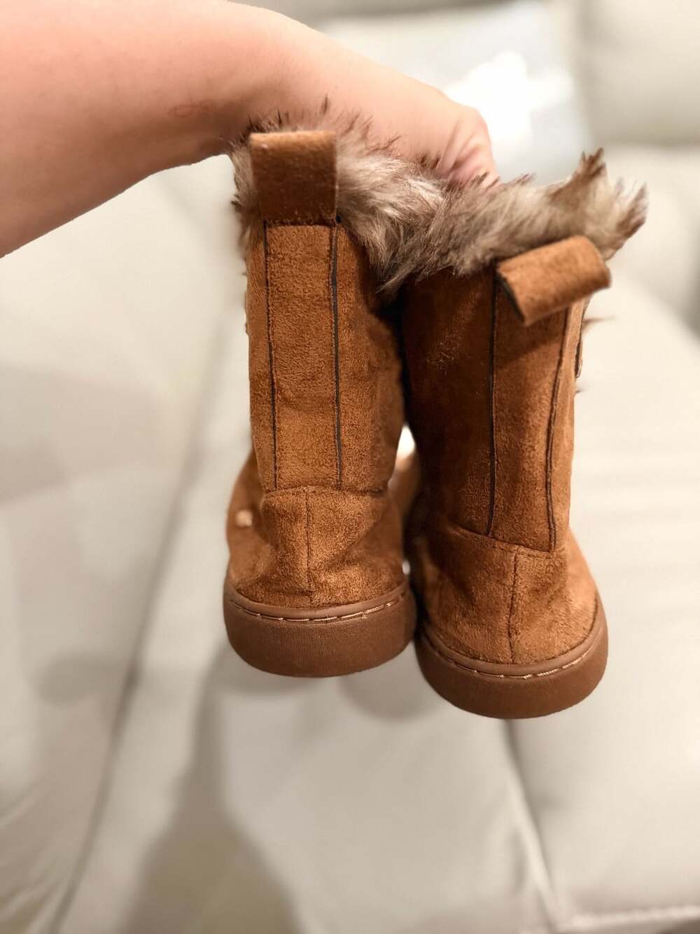 Kooba Faux Fur Slipper Booties Size L (8-9) Brown Suede Feel - Picture 4 of 6